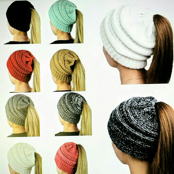 Ski hat/ messy bun ponytail beanie caps - Picture 4 of 7